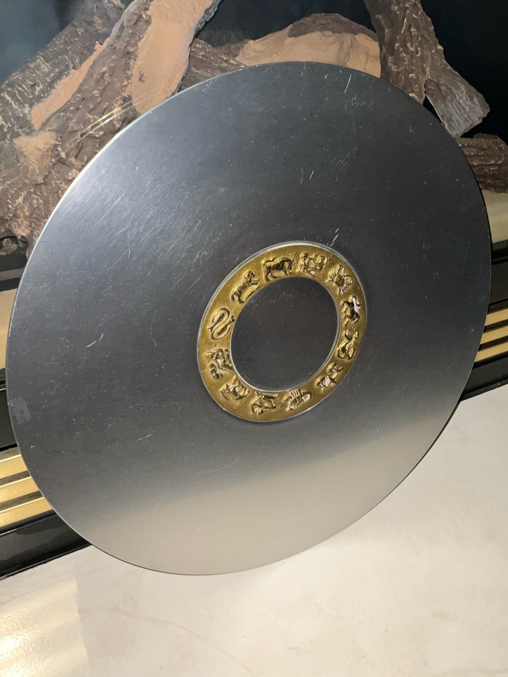 Vintage Kensington Zodiac Aluminum Brass Serving Tray Lurelle Guild Art Deco 18”